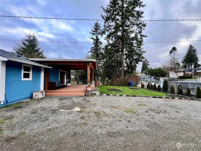 view of yard featuring a deck