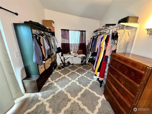 spacious closet featuring lofted ceiling