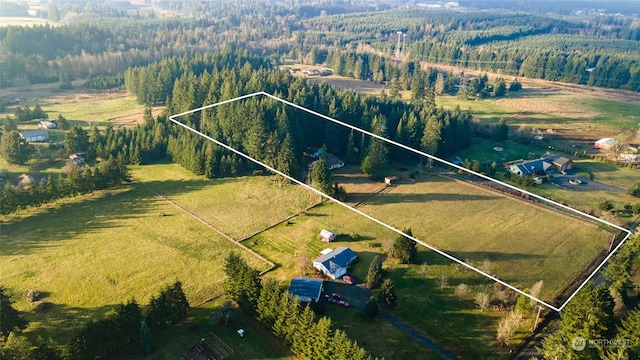 bird's eye view featuring a rural view