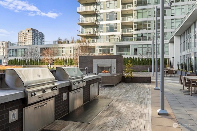 view of patio with a grill and area for grilling