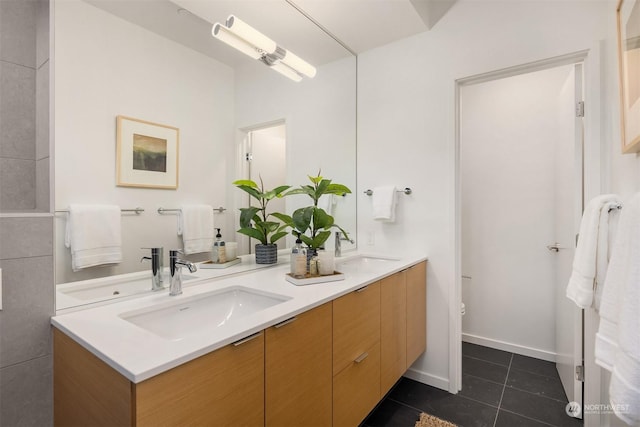 bathroom featuring vanity and tile patterned floors