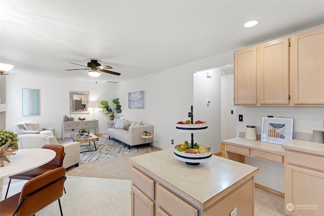 living room with ceiling fan