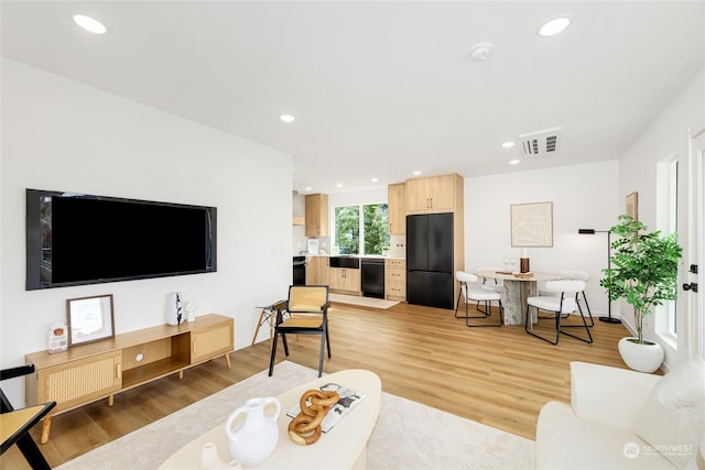 living room featuring light hardwood / wood-style floors