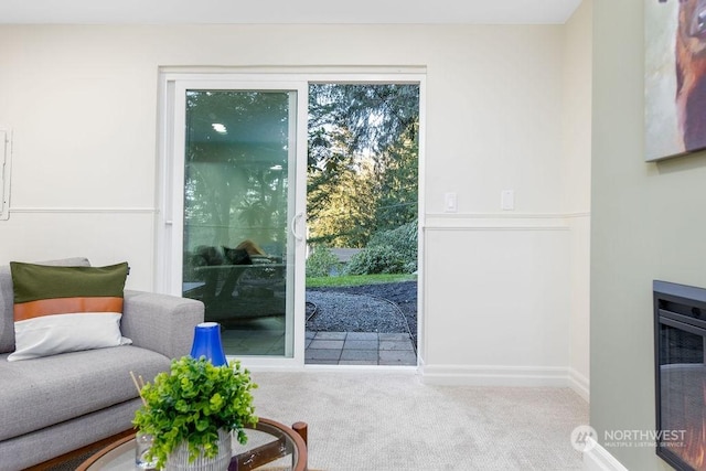 entryway with light carpet