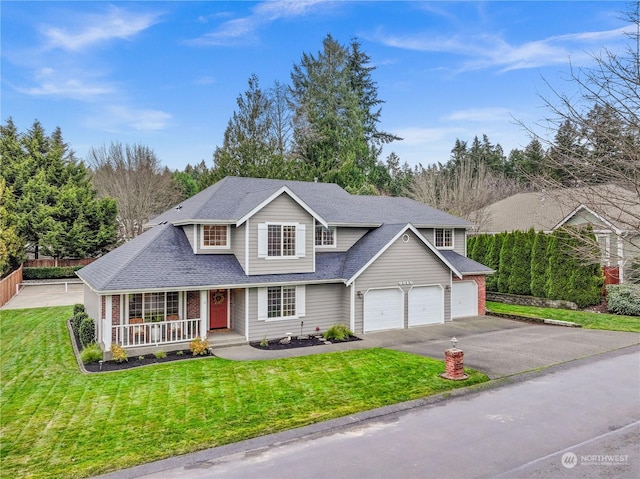 front of property featuring a porch and a front yard