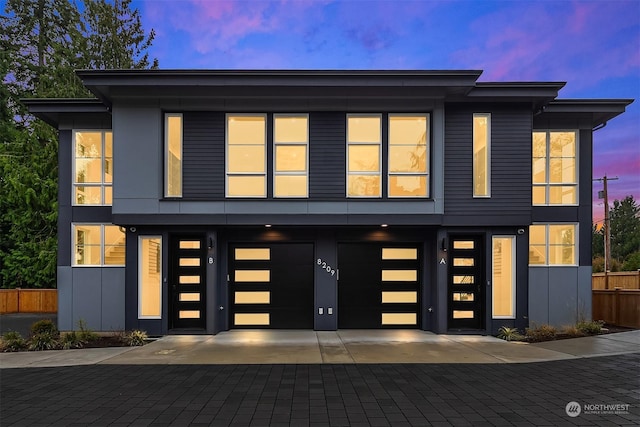 contemporary home with a garage