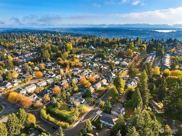 aerial view with a mountain view