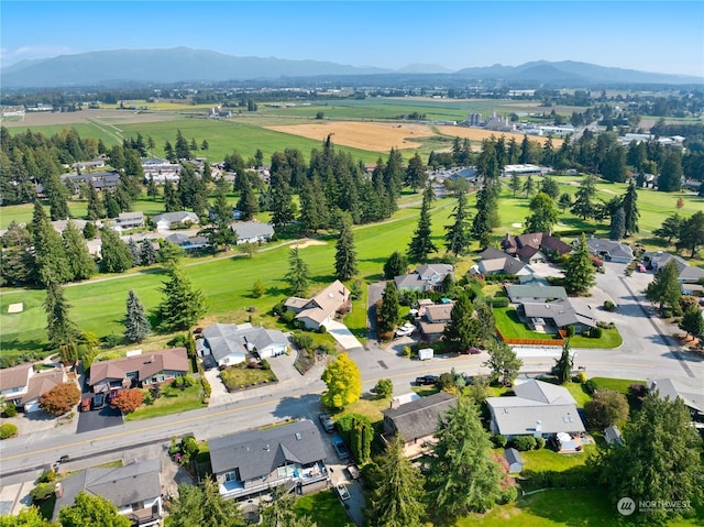 bird's eye view with a mountain view