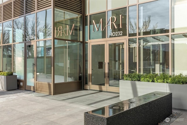 property entrance with french doors