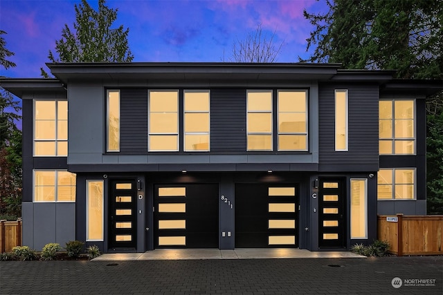 contemporary home with a garage