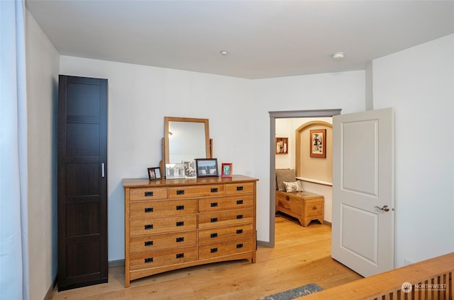 bedroom featuring light hardwood / wood-style flooring