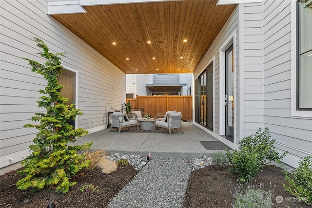 view of patio with an outdoor living space