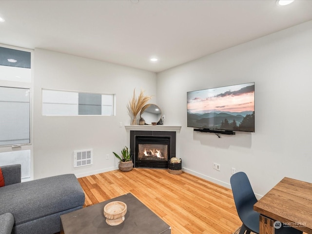 living room with hardwood / wood-style floors