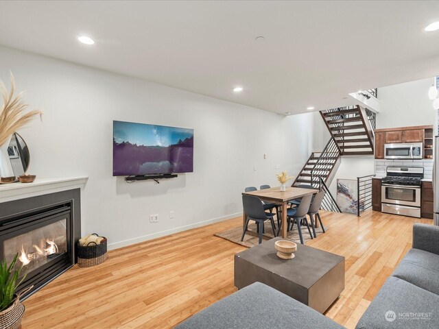 living room featuring light hardwood / wood-style floors