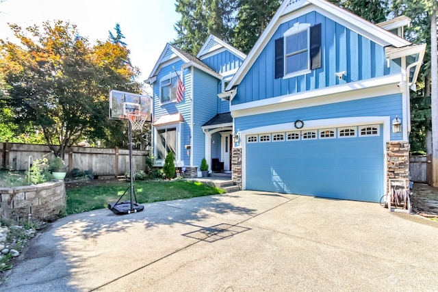 craftsman inspired home featuring a garage