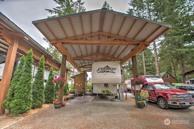 view of parking featuring a carport