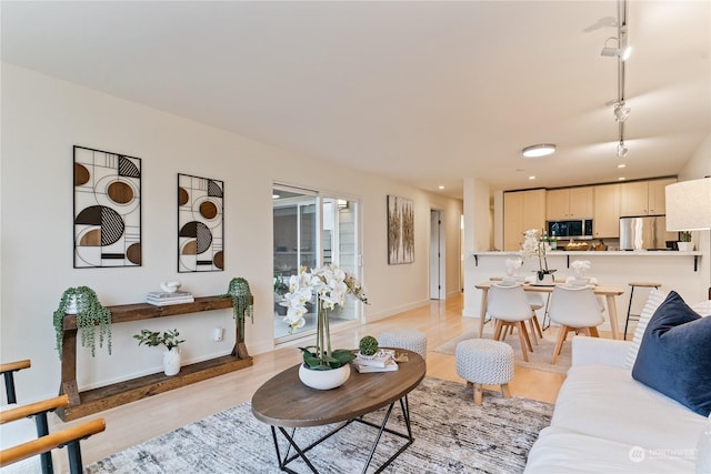 living room featuring light hardwood / wood-style floors