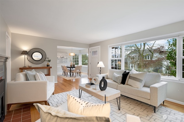 living room with wood-type flooring