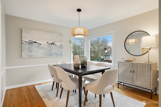 dining space featuring hardwood / wood-style flooring