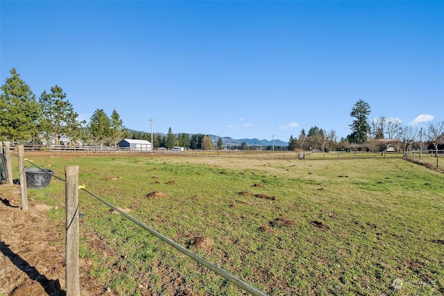 view of yard with a rural view