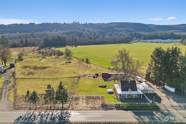 drone / aerial view with a rural view