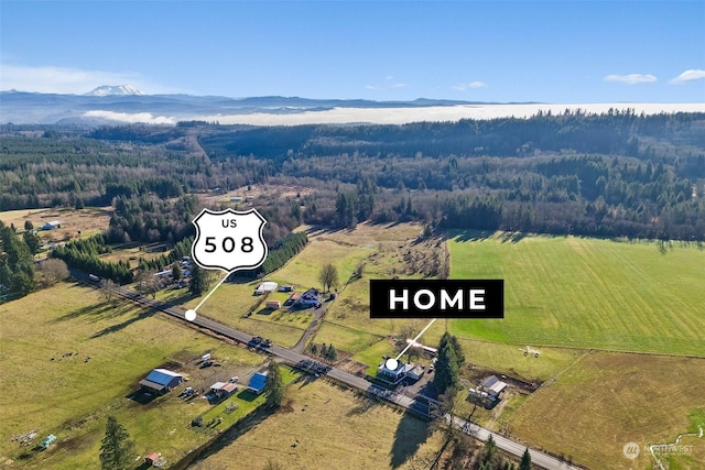 aerial view with a rural view and a mountain view