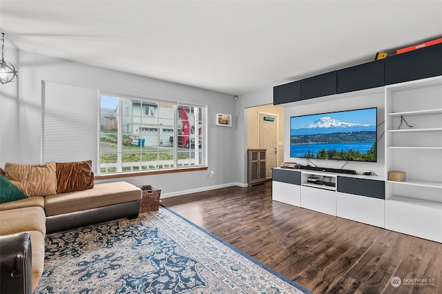 living room featuring dark hardwood / wood-style flooring