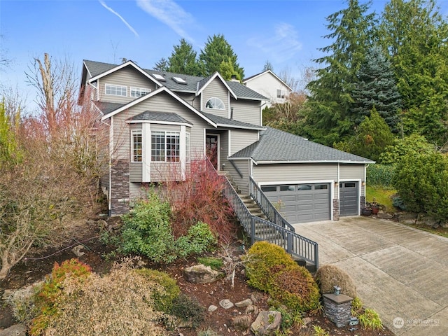 view of front of home with a garage