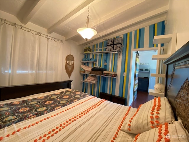 bedroom with beamed ceiling