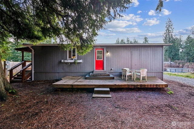 view of front of property with a deck