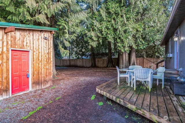 view of yard with a wooden deck