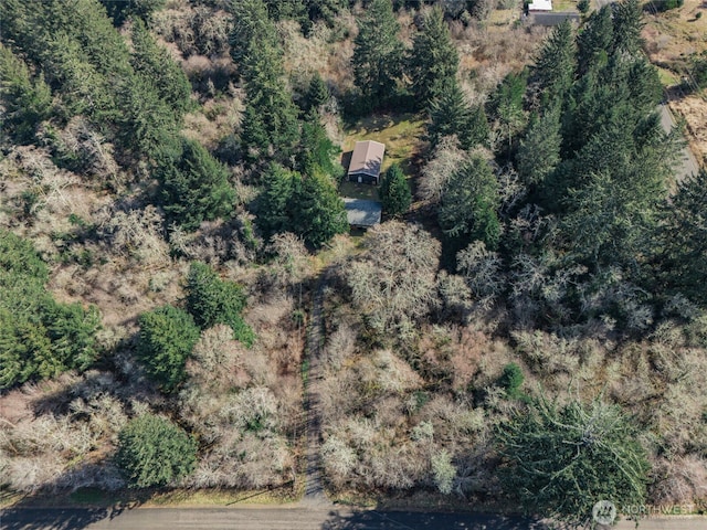 bird's eye view featuring a view of trees