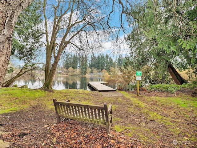 surrounding community featuring a boat dock and a water view