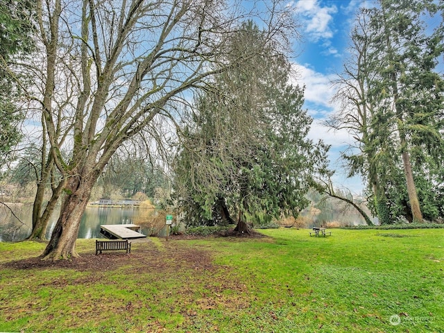 view of yard featuring a water view