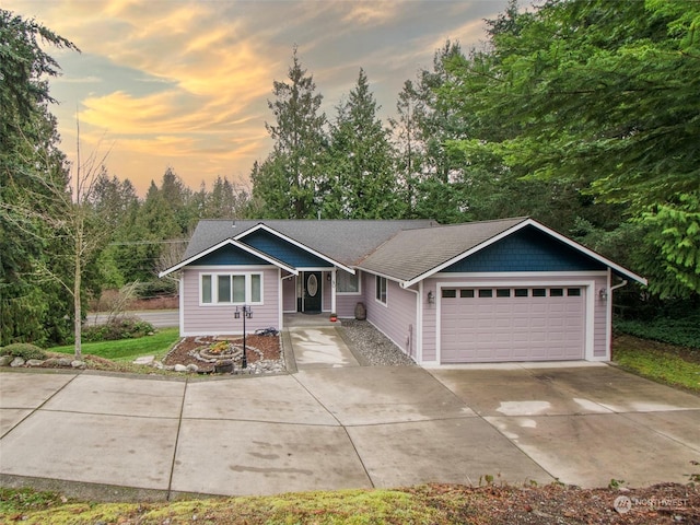 single story home with a garage