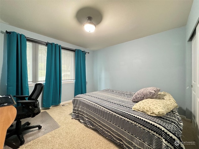 carpeted bedroom with a closet