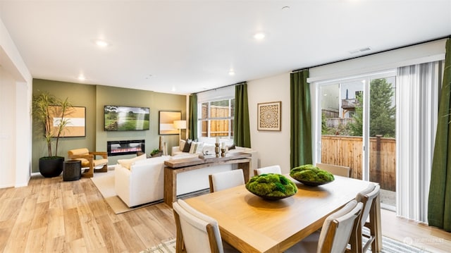 dining area featuring light hardwood / wood-style flooring