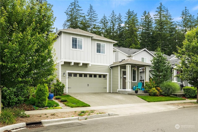 view of front of property with a garage