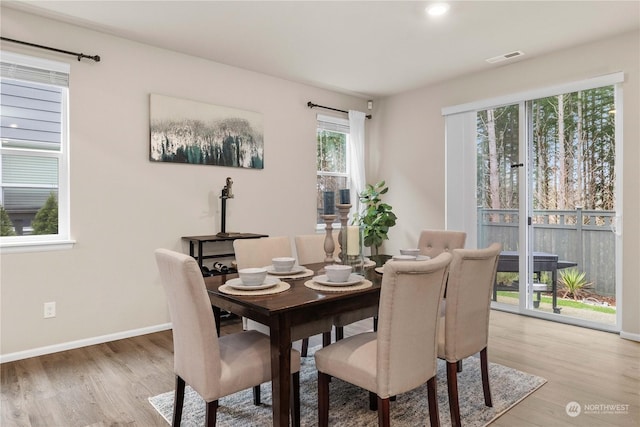 dining area featuring wood-type flooring