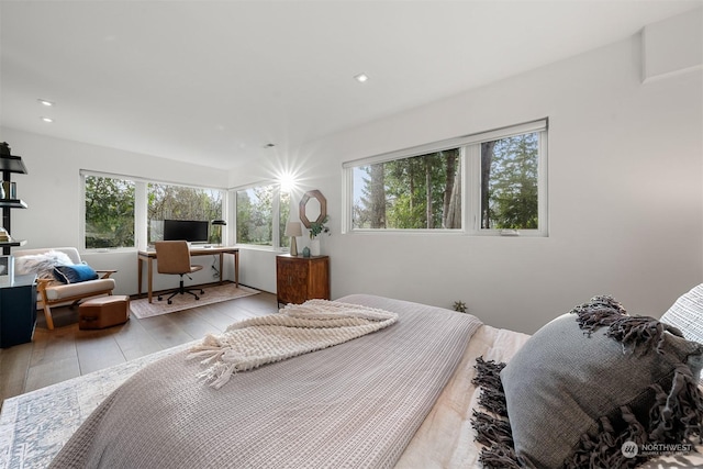 bedroom featuring light wood-type flooring