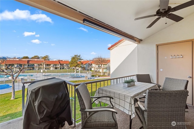 balcony featuring a grill