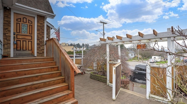 view of patio / terrace featuring a pergola