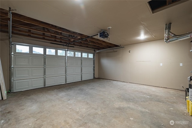 garage with a garage door opener