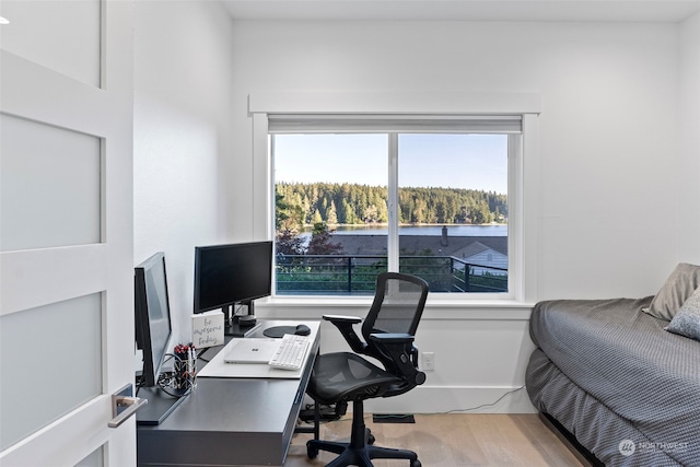 office area featuring light wood-type flooring