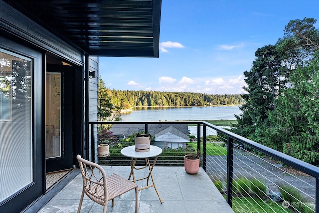 balcony with a water view