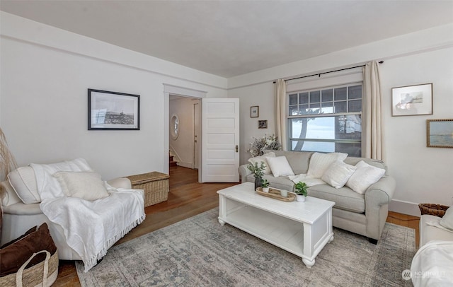 living room with wood-type flooring