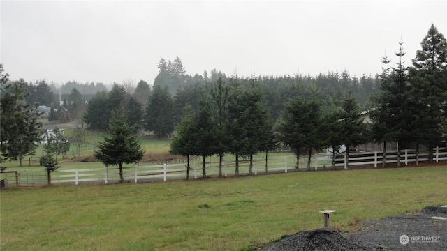 view of yard with a rural view