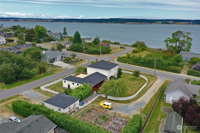 bird's eye view featuring a water view