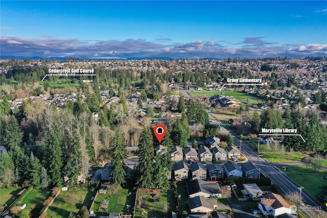 drone / aerial view with a residential view