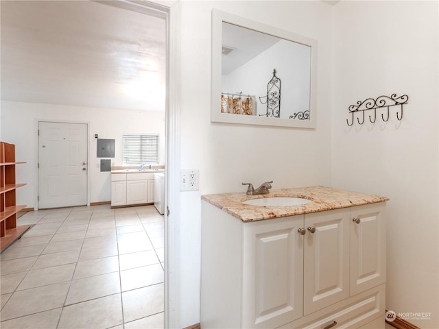 bathroom featuring vanity and tile patterned floors